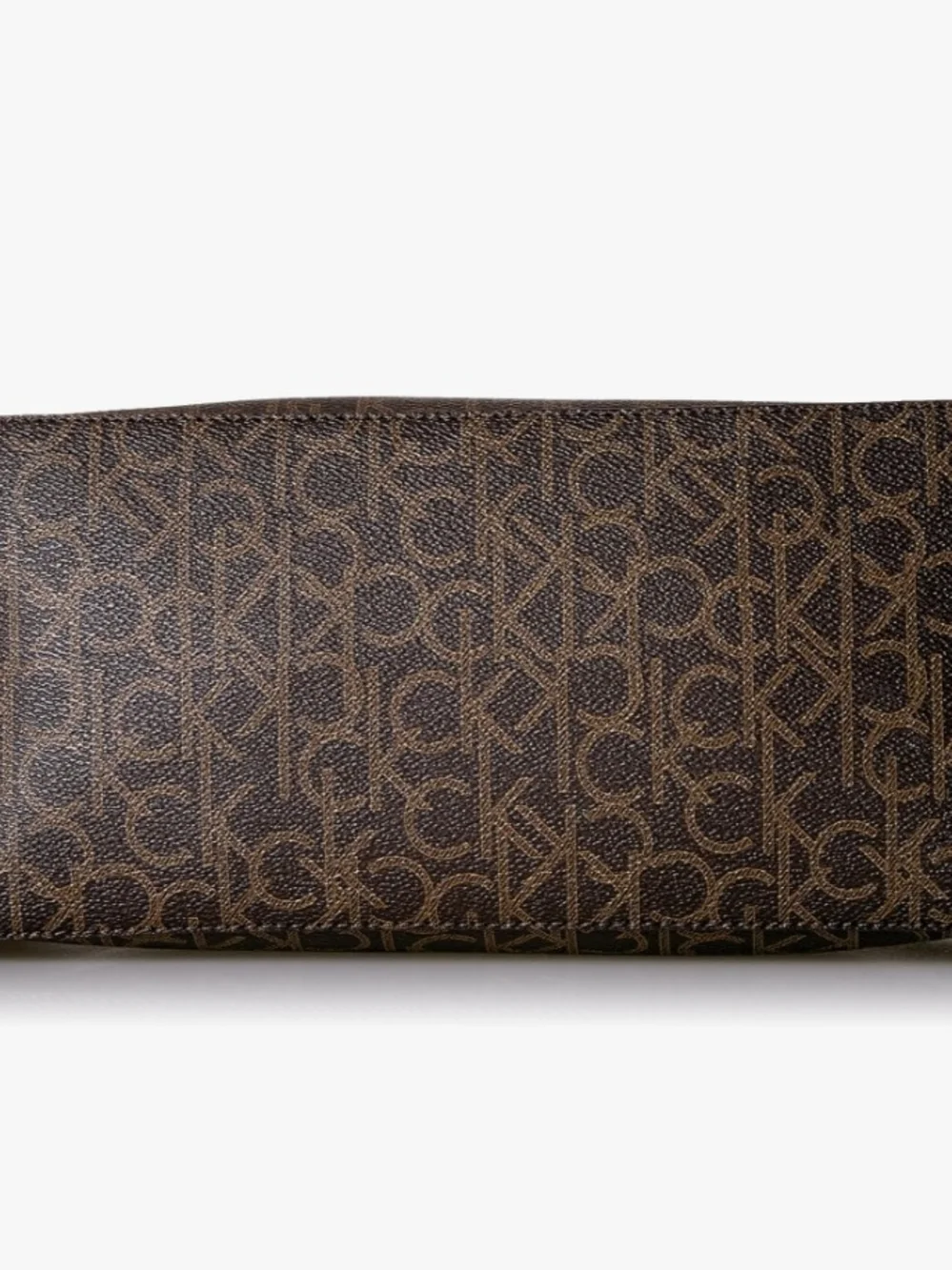 Calvin Klein Brown Monogram Satchel with Tan Trim